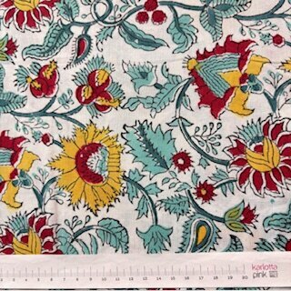 Blockprint Flower bright on white