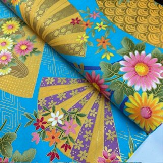 japanischer Stoff Asanoha blau