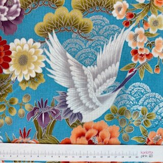 Crane light blue with silver seikaiha