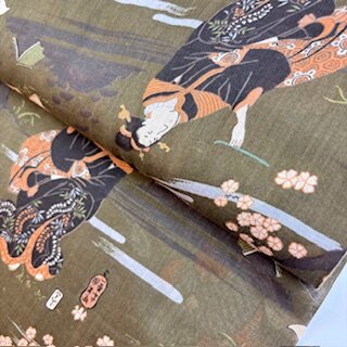 japanischer Stoff Asanoha blau