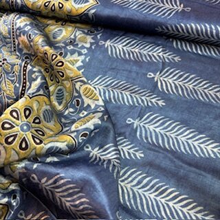 Mashru Silk Blue with golden borders