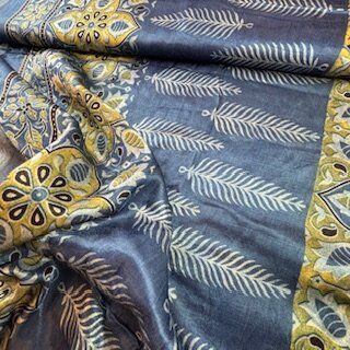Mashru Silk Blue with golden borders