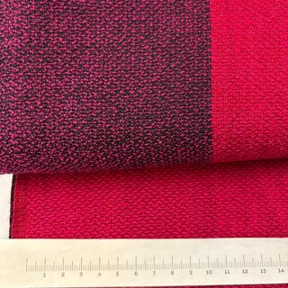 Merino Wollstoff duotone redpink- mit Bordre purple