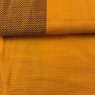 Merino Wollstoff - ocker mit brauner Bordre