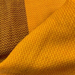 Merino Wollstoff - ocker mit brauner Bordre