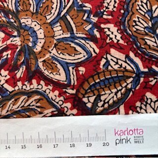 Blockprint Indian leaves on red