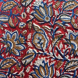 Blockprint Indian leaves on red