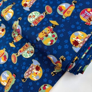 japanischer Stoff Asanoha blau
