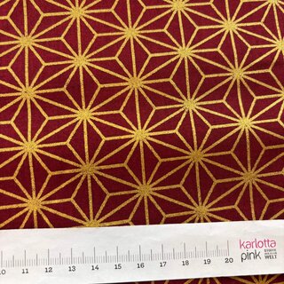 Asanoha midi gold on red