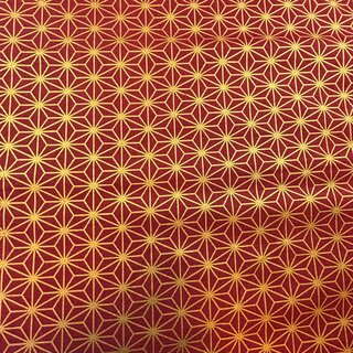 Asanoha midi gold on red